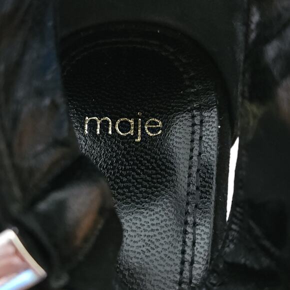 MAJE Falbaria black suede leather western buckle ankle strap heel sandals 39 NEW - Picture 7 of 9